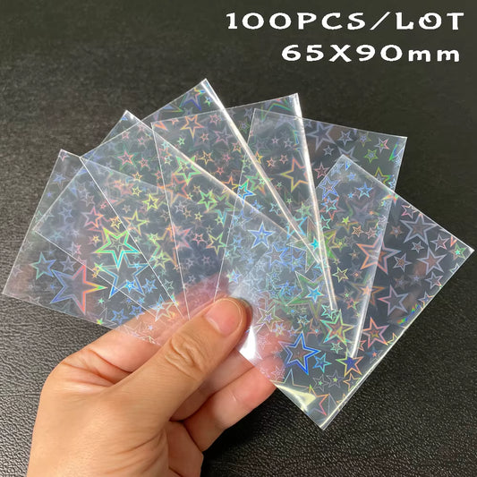 100Pcs Board Game TCG Card Sleeves Sweet Heart Foil Transparent Laser Clear YGO PKM Photo Protector Trading Cards Shield Cover