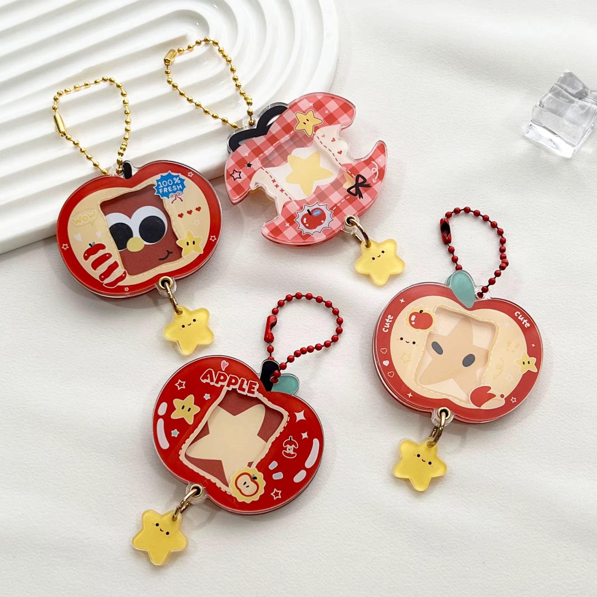 Acrylic Slide Photo Frame Keychain Holds 1 Inch ID Photo for Kpop Star Idol Card Holder