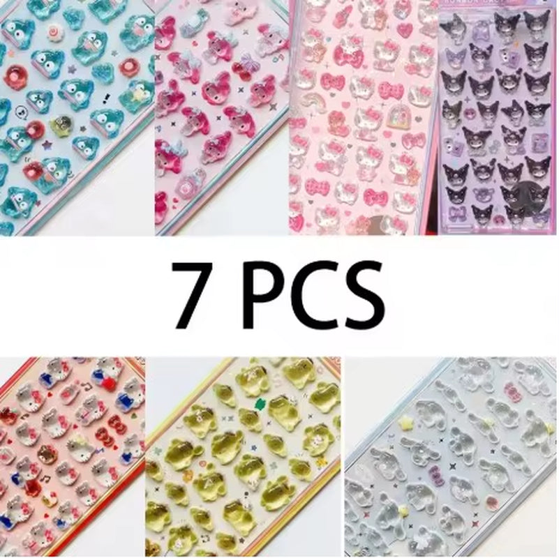 3D Resin Stickers Cute Anime Character Themed DIY Scrapbooking Decoration Gifts Collectible Toys