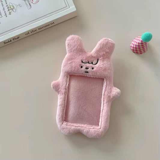 Original Cute Bear and Pink Rabbit Plush Card Holder Set for Korean Ins Polaroid Guka Small Card Display Pendant