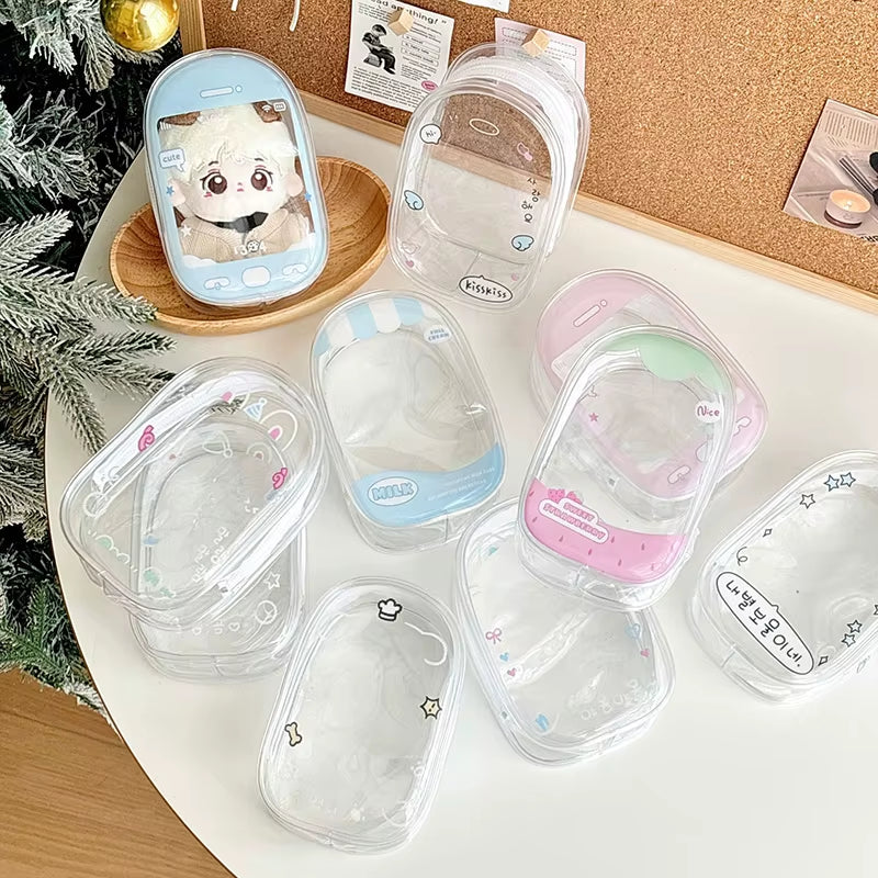 Small Doll Storage Bag Outdoor Doll Bag Waterproof Portable Carrying Case PVC Clear Doll Hanging Display Bag Dust Drying Bag