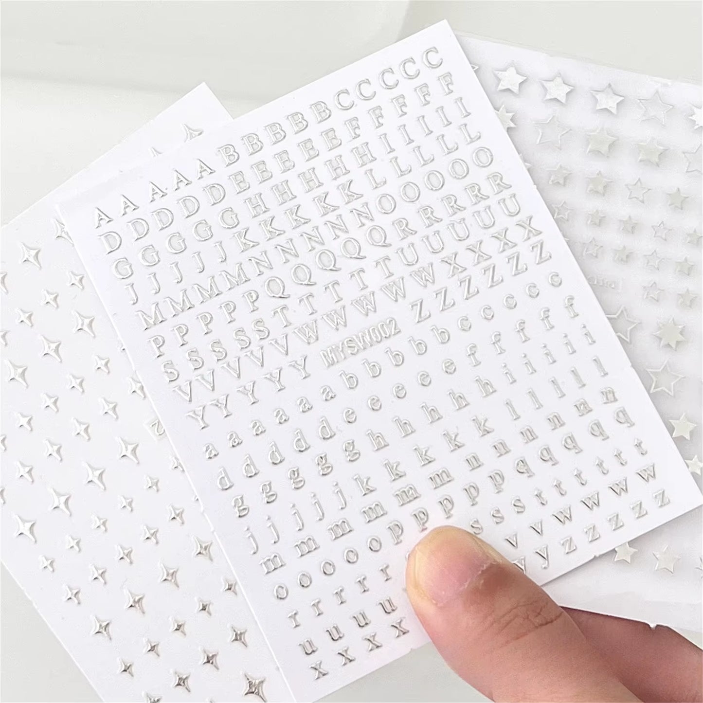 3Pcs Silver Star Stickers DIY Scrapbooking Journal Album Decor Stickers Aesthetic Letters Starburst Stickers Korean Stationery
