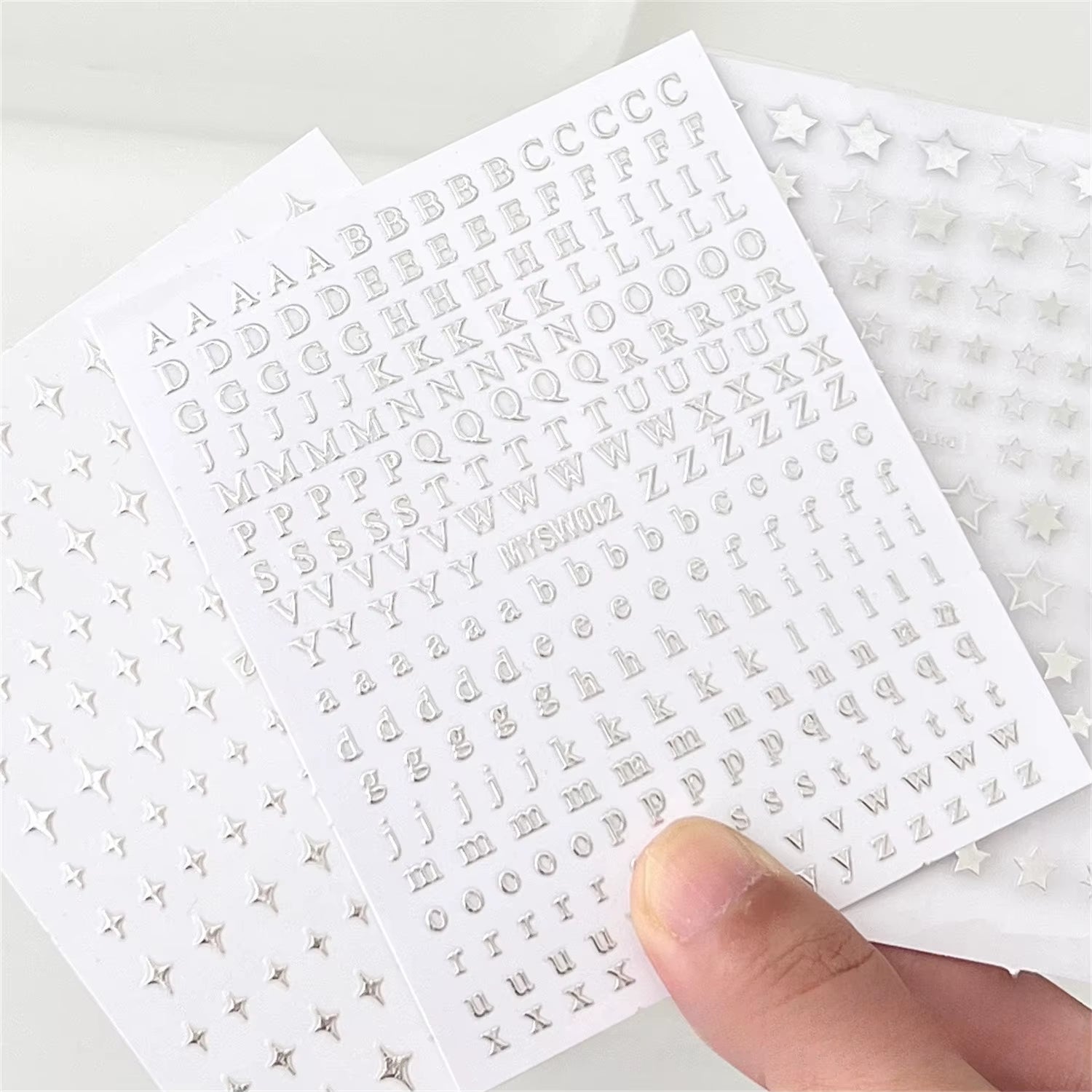 3Pcs Silver Star Stickers DIY Scrapbooking Journal Album Decor Stickers Aesthetic Letters Starburst Stickers Korean Stationery