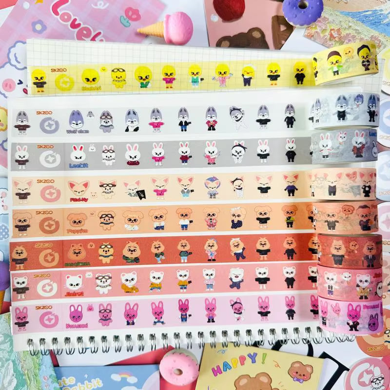 Cartoon Character and Cute Paper Tape Accounting Stickers Decoration Stickers