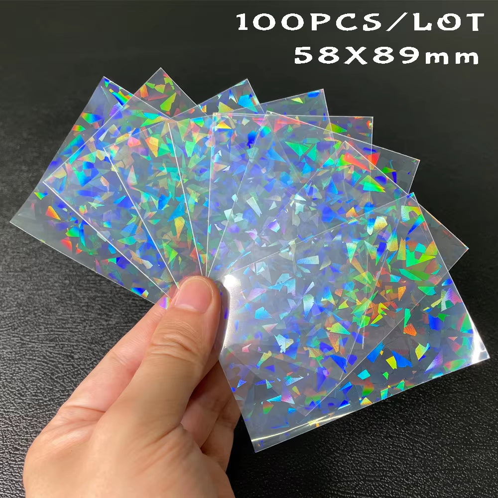 100Pcs Board Game TCG Card Sleeves Sweet Heart Foil Transparent Laser Clear YGO PKM Photo Protector Trading Cards Shield Cover
