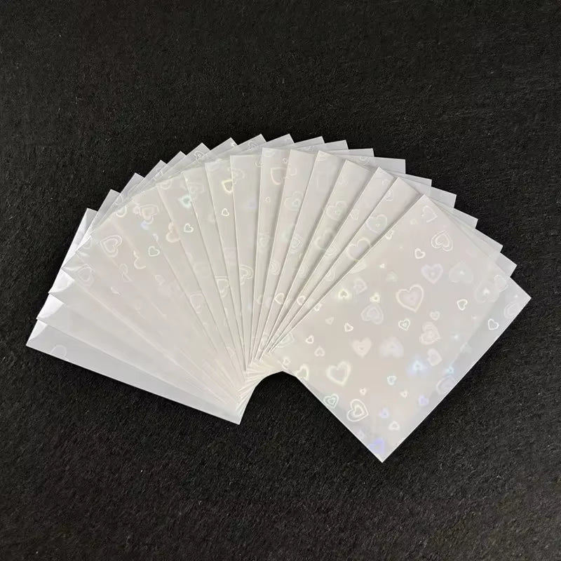 50Pcs Kpop Card Sleeves Card Holder 61*91Mm Heart Bling Photocard Holder Photo Card Films Cards Protector Photo Cards Protective