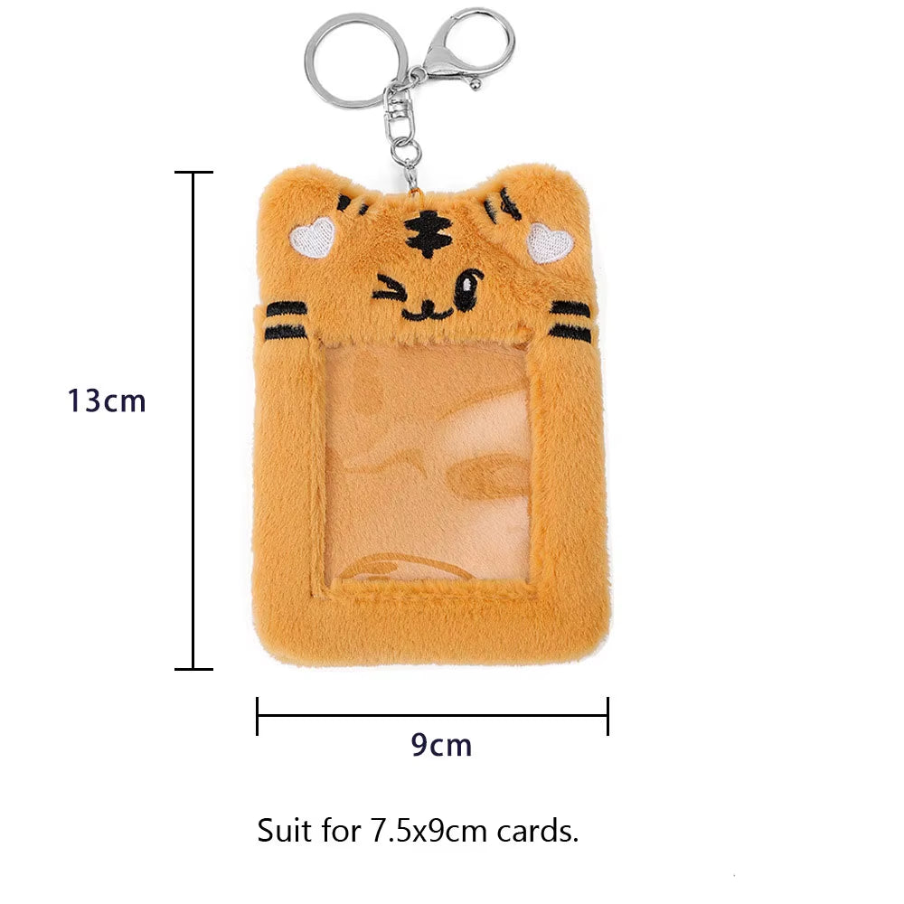 3 Inch Plush Kpop Holder Cute Bear Idol Postcards Storage Card Bag Collect Organizer Schoolbag Pendant