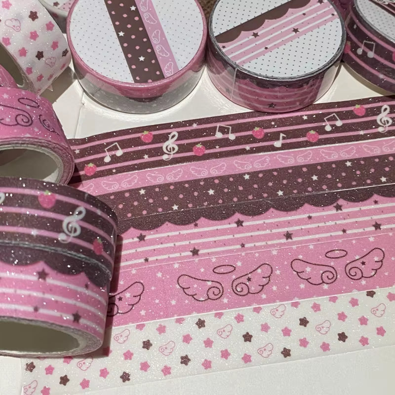 MINKYS New Kawaii Sparkling Love Wing Landscaping Washi Tape Journal DIY Decotative Masking Tapes Stationery