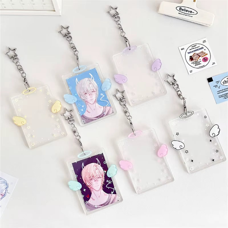 3 Inch Angel Wings Cute Card Holder K-POP Idol Album Postcard Collector Card Organizer Card Holder Photo Card Decoration Pendant