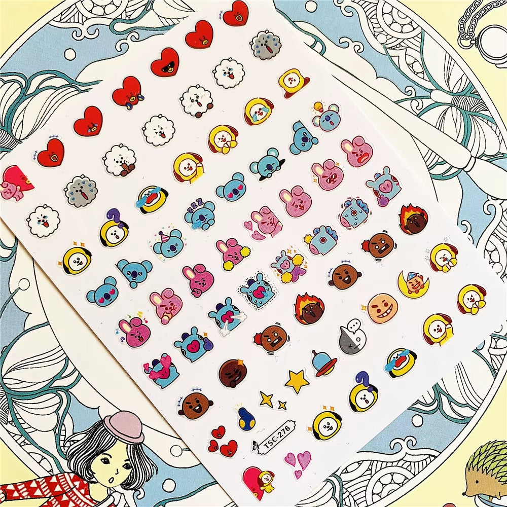 TSC-276 TSC-156 Sweaty Pony Angry Rabbit 3D Back Glue Nail Art Stickers Decals Sliders Nail Ornament Decoration